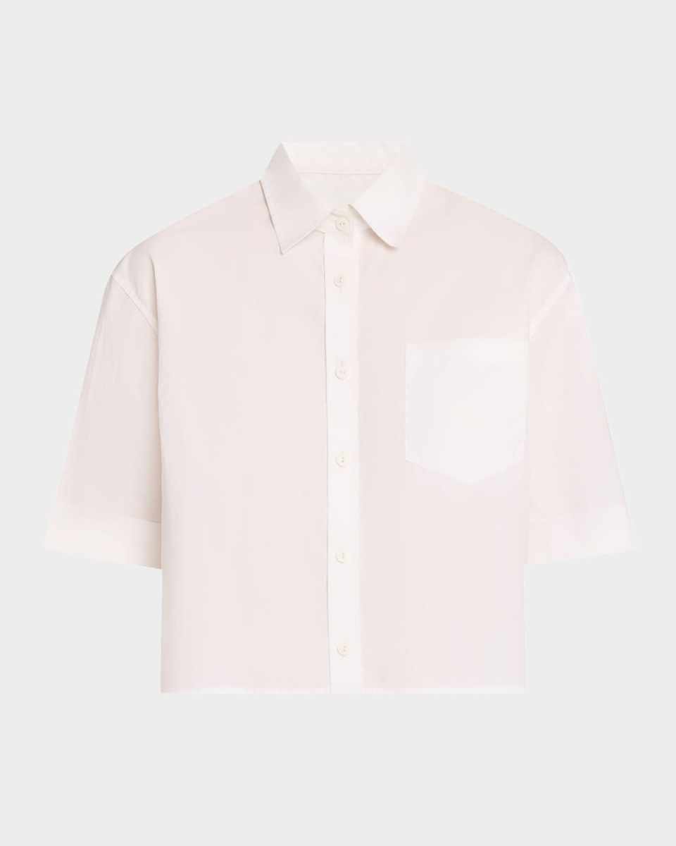 Cropped Oversized Button-Front Shirt